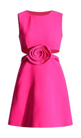 SLEEVELESS CUTOUT FLOWER MINI DRESS